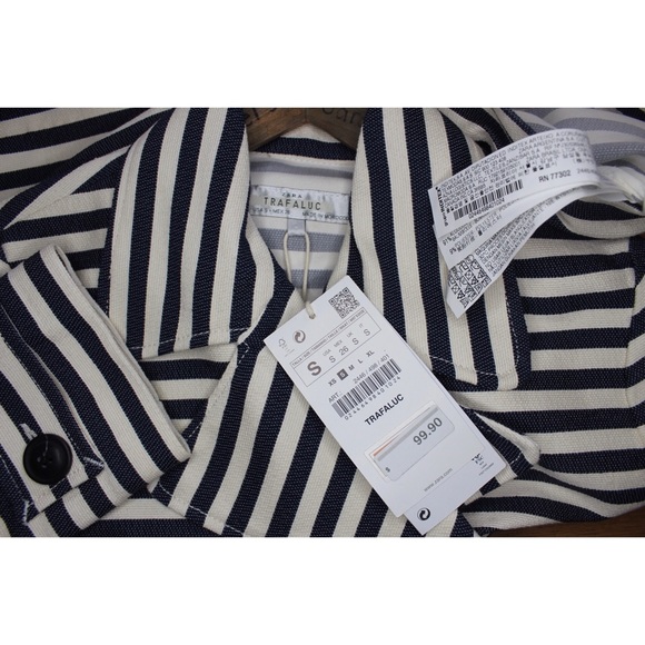 Zara NWT Striped Blazer Peacoat Style Small - Picture 8 of 8